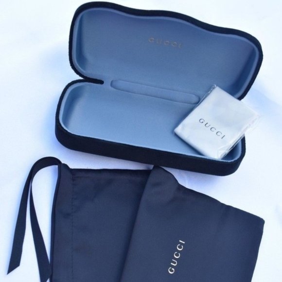 Gucci Accessories - Gucci Velvet Hard Eyeglass Sunglass Case w Satin Bag, Cloth - Black, Medium, NEW